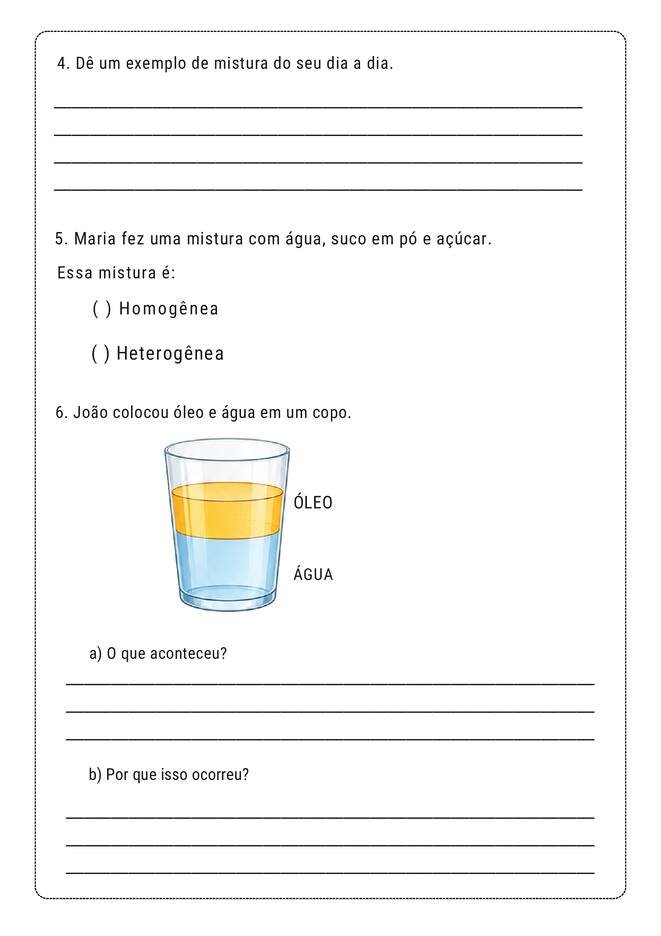 avaliacao de ciências sobre misturas 4 ano com gabarito para imprimir página 2